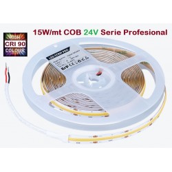 Tira LED Flexible 24V 15W/mt COB IP20 2500ºK, Serie Profesional IRC >90, rollo de 5 mts